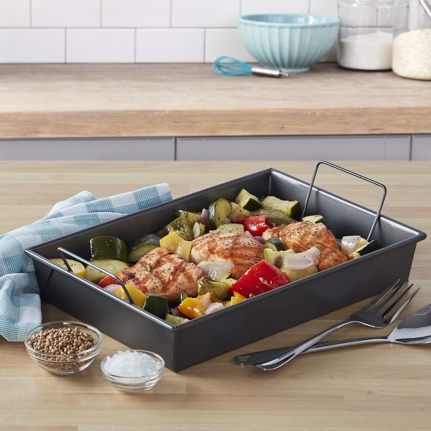 Chicago Metallic Professional Non-Stick Roast Pan With Non-Stick Rack, 13-Inch-By-9-Inch