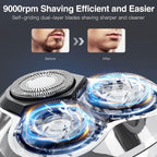 YIRISO Electric Razor for Men, 90Min Long-Lasting Rotary Shaver with 4D Floating Head & LCD Display, Ultra Smooth for Sensitive Skin, IPX6 Waterproof, USB-C Fast Charge, with Travel Case - Ideal Gift