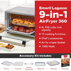 Emeril Lagasse Everyday 360 Stainless Steel Air Fryer, 360° Quick Cook Technology, Xl Capacity, 9-In-1, 12 Pre-Set Cooking Functions Including Bake, Rotisserie, Broil, Pizza, Slow Cook, Toaster