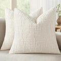 Miulee Textured Throw Pillow Covers Thick Chenille Decorative Pillows Cream White 18X18 Inch Set Of 2 Modern Boho Farmhouse Home Decor Neutral Cushion Covers For Couch Sofa Living Room Bedroom