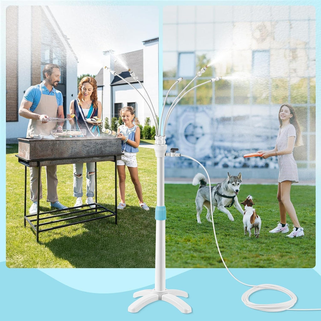Stand Misters For Outside Patio, Standing Misters With Adjustable 46In Height, 5 Brass Nozzles And 26Ft Line, Standing Misting Cooling System For Bbq, Patio, Pool, And Outdoor Water Fun