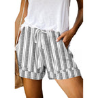 Womens Casual Drawstring Shorts Summer Elastic Waist Shorts Pocketed Pants