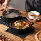 Silicone Trivet Mats,Heat Resistant Pot Holders, Multipurpose Non-Slip Hot Pads for Kitchen Potholders, Hot Dishers, Jar Opener, Spoon Holder, Food Grade Silicone(Black Size Square 7.1''x7.1'')