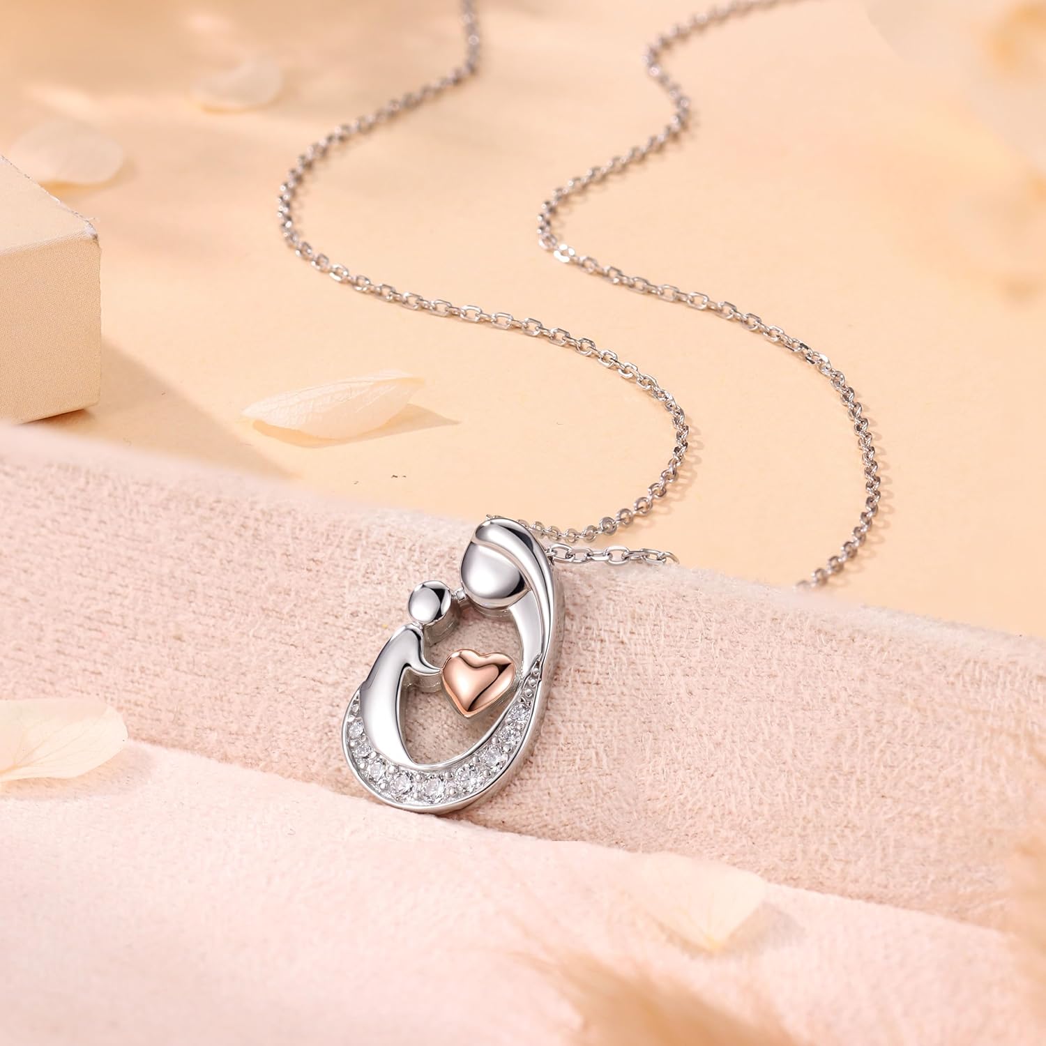 MILACOLATO Mothers Day Necklace for Mom 925 Sterling Silver Mom and Child Necklace with Birthstones Heart Mother Daughter Necklaces for Women New Mum Grandma Wife Birthday Mothers Day Jewelry Gifts