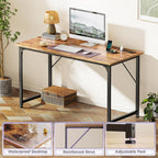 47 X 20 Inch Computer Desk, Power Outlets, Usb-C, Rustic Brown | Office Desk With 4 Ac Outlets, Usb & Usb-C, Sturdy Metal Frame, Spacious Desktop For Work, Writing, Study & Gaming