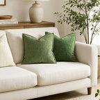 Miulee Pack Of 2 Couch Throw Pillow Covers 18X18 Inch Sage Green Farmhouse Decorative Pillow Covers With Stitched Edge Soft Chenille Solid Dyed Summer Pillow Covers For Sofa Bed Living Room