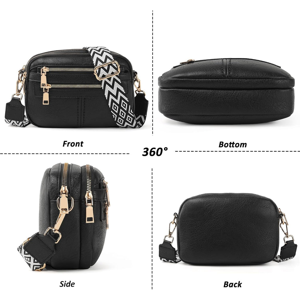 Tantomi Crossbody Bags For Women, 6-Pockets Cross Body Purse, Vegan Leather Handbags Shoulder Bag For Travel, Gifts For Women