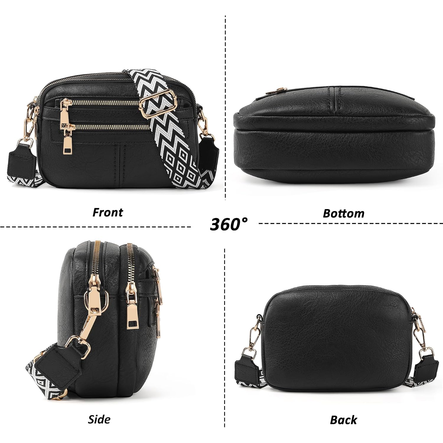 Tantomi Crossbody Bags For Women, 6-Pockets Cross Body Purse, Vegan Leather Handbags Shoulder Bag For Travel, Gifts For Women