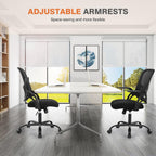 Sweetcrispy Office Computer Desk Chair, Ergonomic Mid-Back Mesh Rolling Work Swivel Task Chairs with Wheels, Comfortable Lumbar Support, Comfy Flip-up Arms for Home, Bedroom, Study, Student, Black