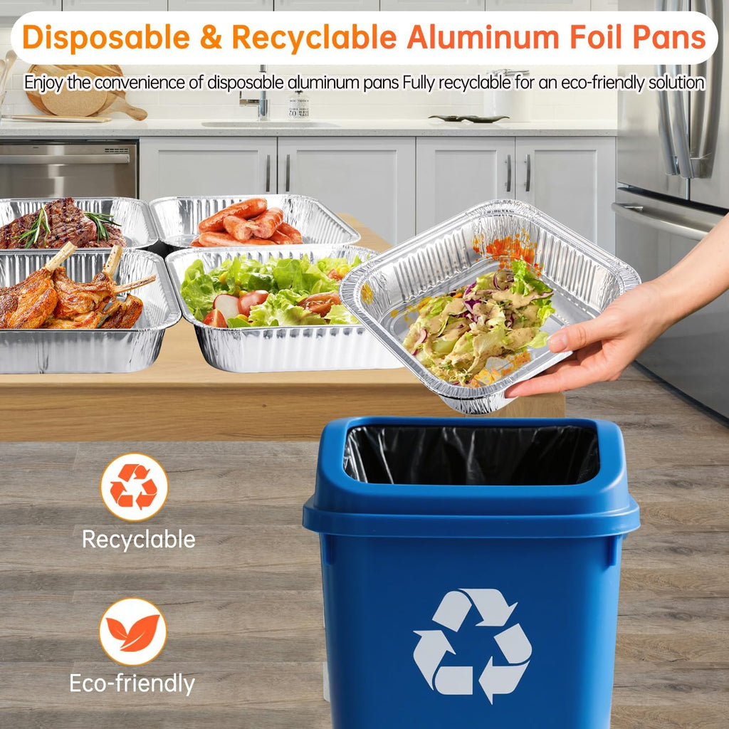 8x8 Aluminum Pans - 20 Pack Disposable Foil Pans, Heavy Duty Square Aluminum Baking & Roasting Trays for Meal Prep, Food Storage, Heating & Party Serving