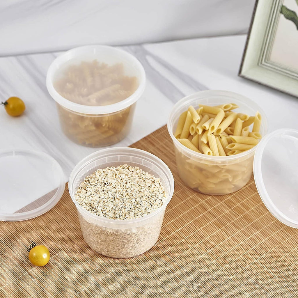 [48Set - 16Oz.] Plastic Deli Food Storage Containers With Plastic Lids, Disposable Togo Containers For Soup, Meal Prep, Slime | Bpa Free | Stackable | Leakproof | Microwave | Dishwasher | Freezer Safe