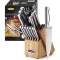 McCook® Knife Sets,German Stainless Steel Knife Block Sets with Built-in Sharpener, 15 Piece Chef Knife and More, Razor Sharp, Restaurant Grade, Anti-Rust, Elegant Box for Gift