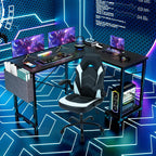 Sweetcrispy L Shaped Desk - Computer Gaming Desk Corner Desk | Pc Table Organizer With Cpu Stand Side Bag For Home Office Dorm Sturdy, Writing Workstation, Black, 50-Inch