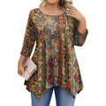 IN'VOLAND Plus Size Tops for Women 3/4 Sleeve Shirts Tunic Tops to Wear with Leggings Loose Fit Summer Fall Clothes