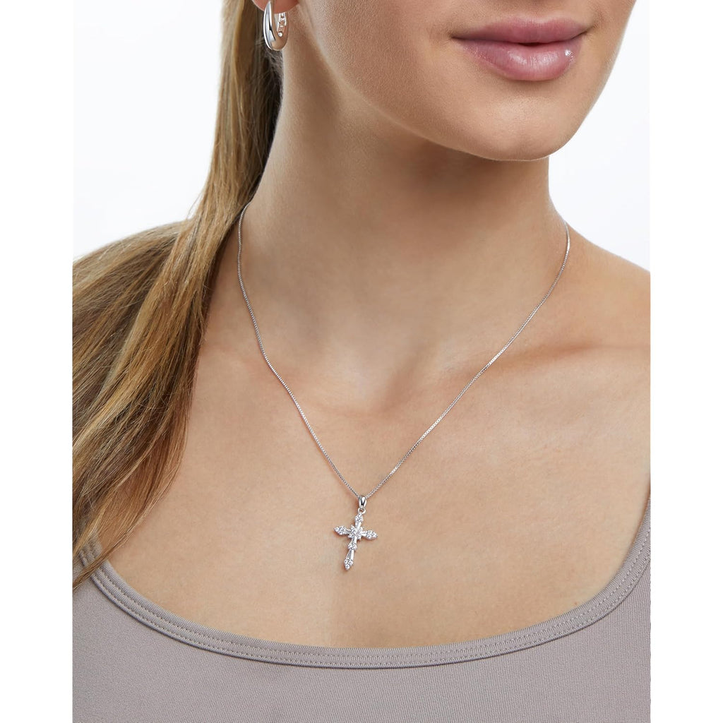 Milla 14K Gold Plated Cross Necklace for Women, Silver Cross Necklaces for Women, 18 inches Chain with Cross Pendant