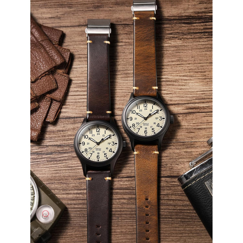 Getalia Leather Watch Band Retro Oil Wax Leather,18Mm 19Mm 20Mm 21Mm 22Mm Quick Release Foldover Clasp Watch Straps For Men And Women