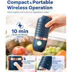 Produce Cleaner & Vegetable Cleaner With Oh-Ion Technology, Wireless Rechargeable Food Washer For Fruits, Veggies, Rice & Utensils, Ipx7 Waterproof 10-Min Automatic Cleaning For Kitchen (Blue)