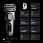 Braun Electric Razor for Men Series 9 PRO+ Electric Foil Shaver with Precision Trimmer and 6in1 SmartCare Center, Silver, 9667cc