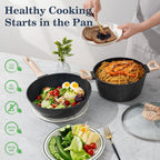 Soday Pots And Pans Set Non Stick, 12Pcs Black Granite Induction Cookware | Pfas/Pfoa/Pfos Free, Healthy Nonstick Kitchen Cookware Sets, Includes Fry Pans & Saucepans.