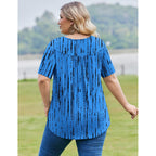IN'VOLAND Plus Size Tops for Women Short Sleeve Shirts Dressy Casual Tunics to Wear with Leggings Beach Vacation Clothes