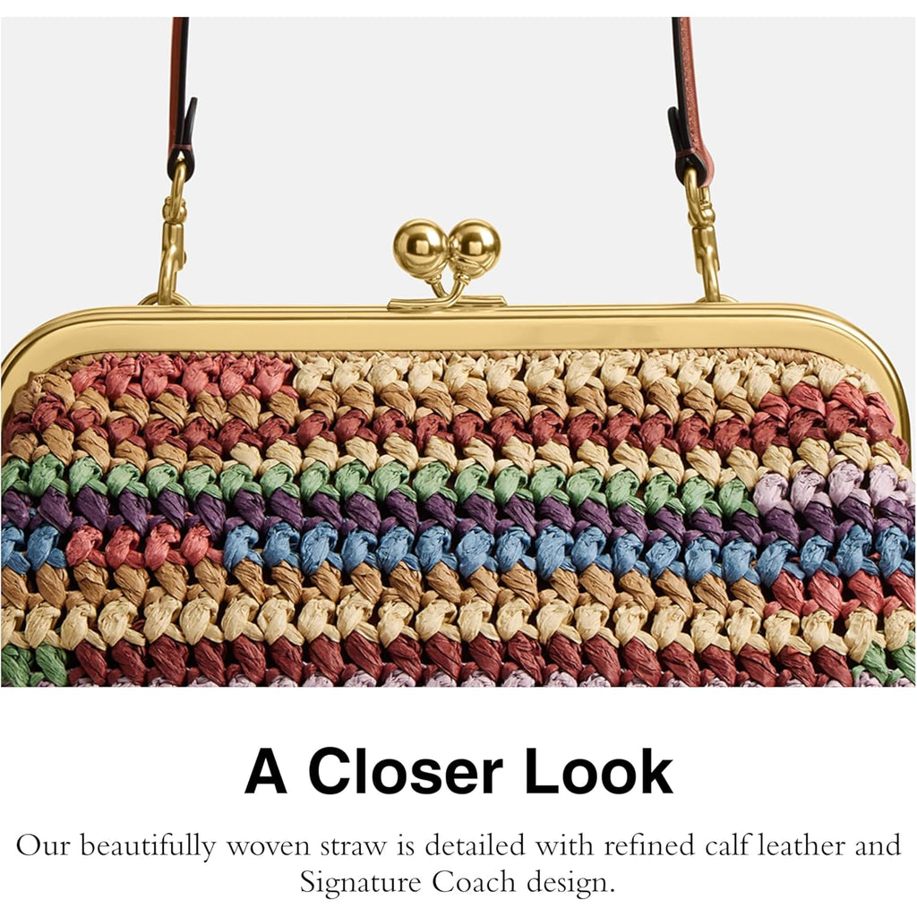 COACH Kisslock Frame Bag 27 in Straw