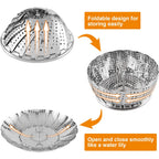 Zocy Steamer Basket, Stainless Steel Vegetable Steam Baskets for Steaming Cooking Expandable to Fit Various Size Pot (5.5" to 9.3")