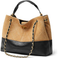 DORIS&JACKY Designer Satchel Tote Purse, Women Soft Lambskin Top Handle Shoulder Bag with Twist Lock Closure and Chain Strap