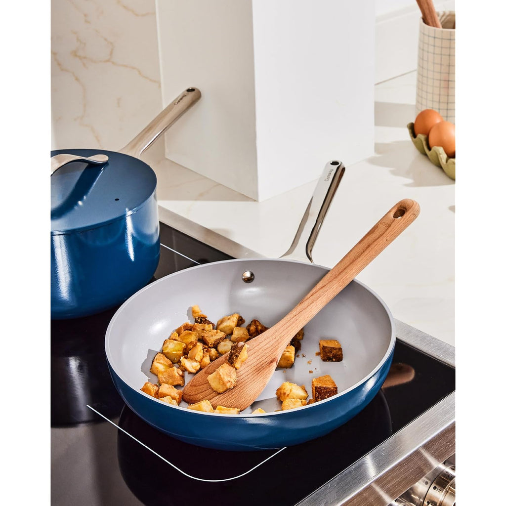 Caraway Nonstick Ceramic Frying Pan (2.7 Qt, 10.5") - Non Toxic, Ptfe & Pfoa Free - Oven Safe & Compatible With All Stovetops (Gas, Electric & Induction) - Navy