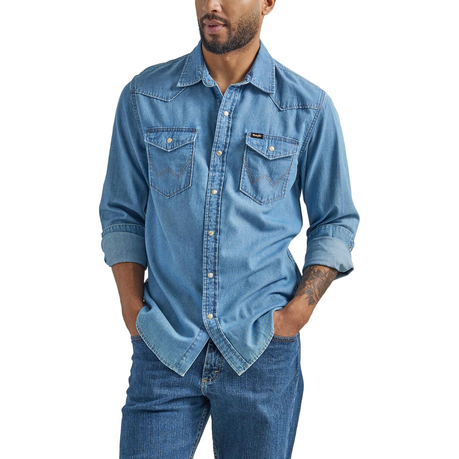 Wrangler Men'S Iconic Regular Fit Snap Shirt