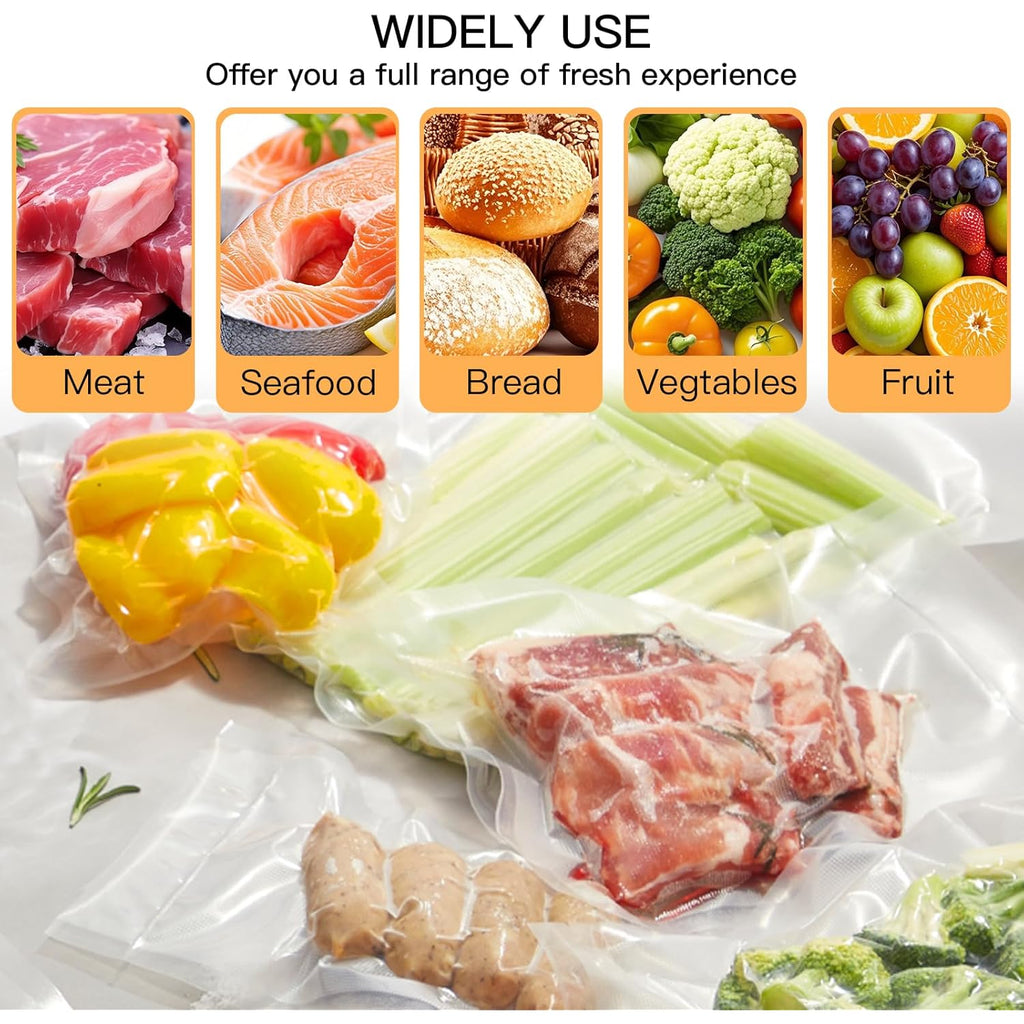 MEGAWISE Vacuum Sealer Bags (8''x 12''-110pcs) for Food Freshness Preservation, BPA Free Vacuum Storage Bags for Food or Sous Vide, Seal a Meal,Double-Sided Texture, Double Lock Freshness (110 count)