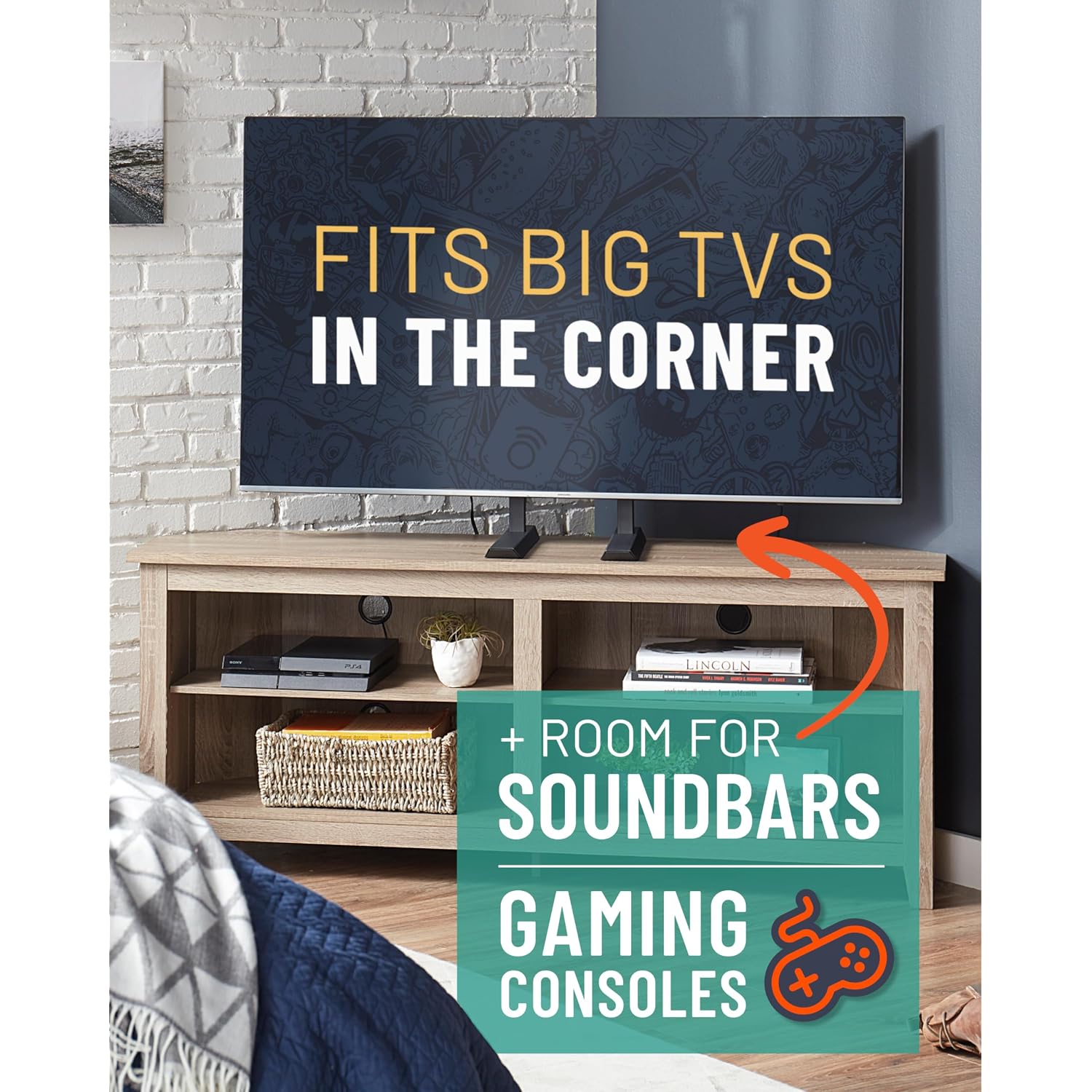 Echogear Universal Tv Stand - Fits 49” To 77” Tvs Up To 100Lbs - Adjustable Height & Wobble-Free Design - Flat Base Compatible With Soundbars