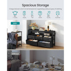 Songmics Bellah Collection - Dresser For Bedroom With App-Controlled Led Lights And Charging Station, Chest Of Drawers, Tv Stand, 5 Drawers, Shelf, Modern, Ink Black Ulgs723Bh02S