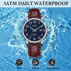 Watch For Men, Easy Reader Unisex Analog Quartz Waterproof Wristwatch With Date And Leather Band, Casual Simple Fashion Mens Watches Gift