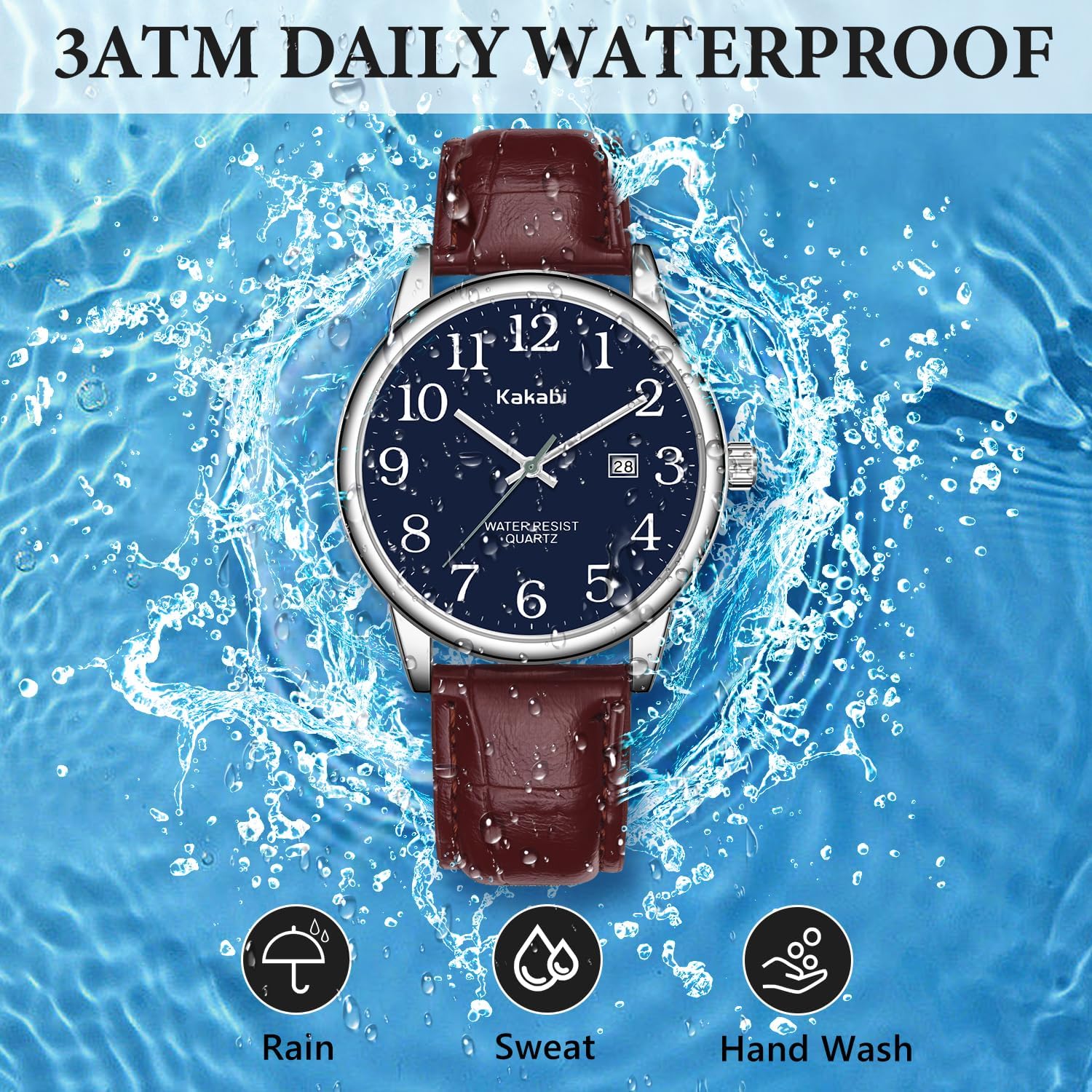 Watch For Men, Easy Reader Unisex Analog Quartz Waterproof Wristwatch With Date And Leather Band, Casual Simple Fashion Mens Watches Gift