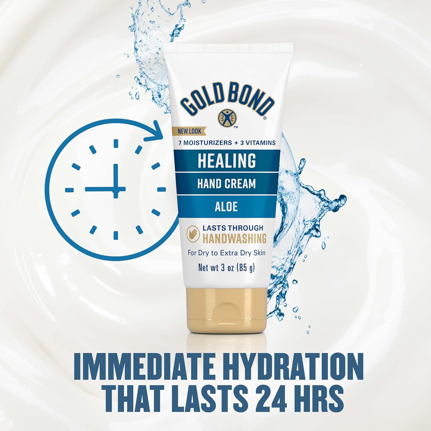 Gold Bond Healing Hand Cream with Aloe, Rich Moisturizer for Dry to Extra Dry Skin, Hydration that Lasts Through Handwashing, Non-Greasy, Dermatologist Tested, Light Scent, 3 Oz On-The-Go Tube