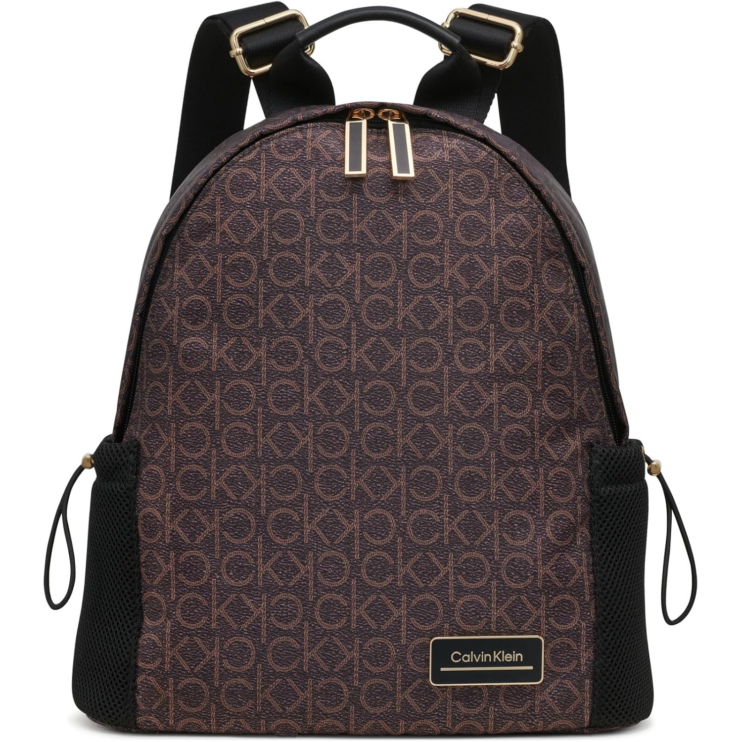 Calvin Klein Jessie Organizational Backpack, Brown/Khaki/Black, One Size