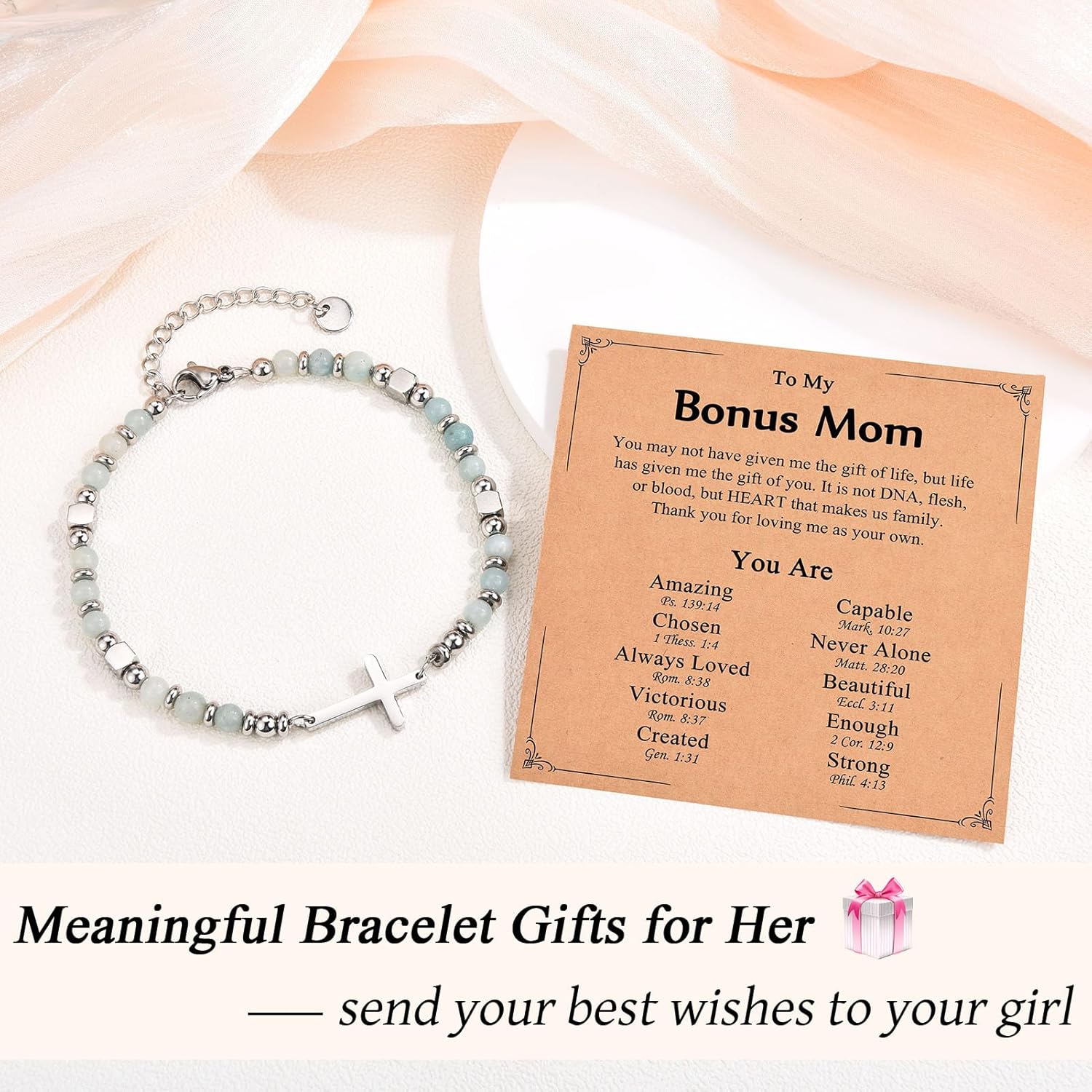 Religious Cross Bracelet for Women Girls, Christian Gifts for Daughter Granddaughter Sister in Christ Friend Niece on Birthday Christmas Easter Valentines Day Graduation