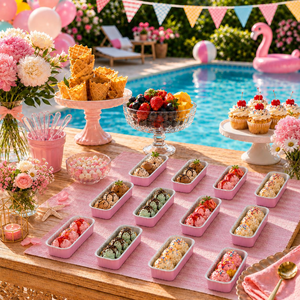 Mini Loaf Pans With Lids, 50 Pack Pink 6.8Oz For Party Favors | Fits Tartlets, Pudding Desserts, Loaf Slices And Sweet Samples; Single-Base Workflow Helps Limit Dish Handling.