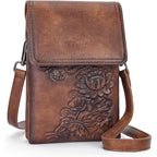 Small Crossbody Bags For Women Trendy Vegan Leather Cell Phone Bag Embossed Flower Design Wallet Purses With Strap