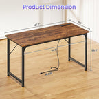 47 X 20 Inch Computer Desk, Power Outlets, Usb-C, Rustic Brown | Office Desk With 4 Ac Outlets, Usb & Usb-C, Sturdy Metal Frame, Spacious Desktop For Work, Writing, Study & Gaming