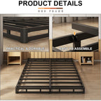 EMODA 5 Inch Box Spring Queen Size Bed Base, Heavy Duty Metal Queen Mattress Foundation with Fabric Cover, Easy Assembly, Black