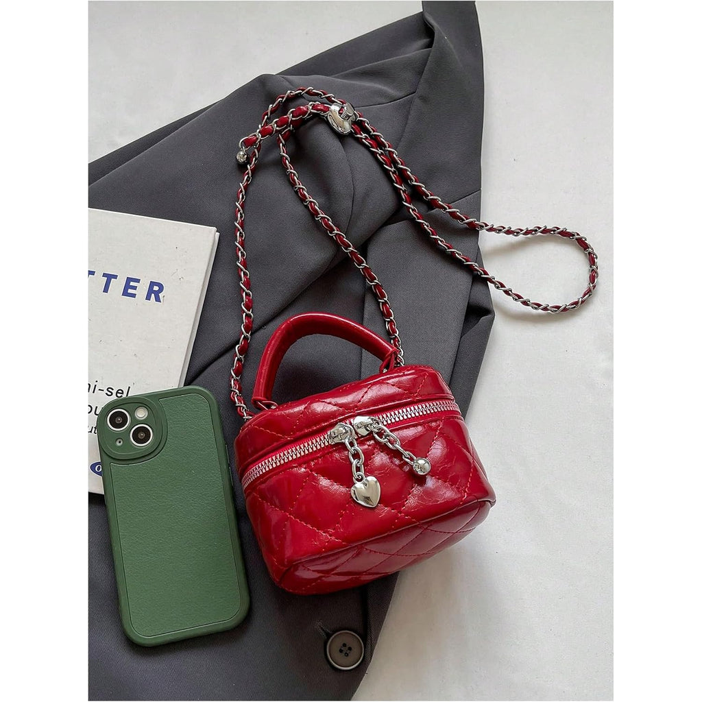 Women'S Quilted Zipper Crossbody Handbags Y2K Top Handle Small Bucket Bags Designer Satchel Purses