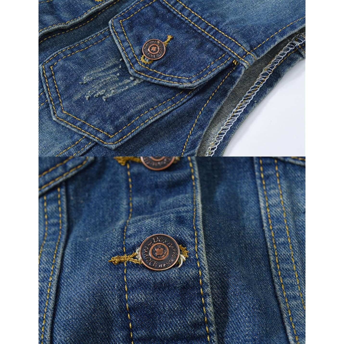 Women'S Casual Denim Waistcoat Slim Fit Frayed Sleeveless Jacket Ripped Tops With Pockets