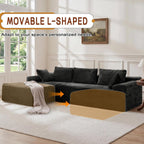 Korser 108" L-Shaped Modular Sectional Sofa With Chaise, Boneless Comfy Corduroy Fluffy Couch With Deep Seat And Side Pockets, Flexible Module Combination For Living Room, No Assembly, Side Pockets