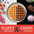 Gourmia Belgian Waffle Maker – Compact Design with Upright Storage, Adjustable Browning, and Easy-Clean Nonstick Ceramic Plates, Stainless Steel