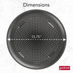Goodcook Airperfect Insulated Nonstick Carbon Steel Pizza Pan With Cutting Guides, Perforated Nonstick Pizza Pan, 15.75-Inch, Gray