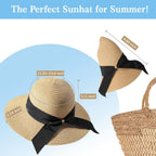 Beach Sun Straw Hats for Women, UPF 50+ UV Sun Protection Wide Brim Summer Straw Hat Foldable Packable Roll up Cap