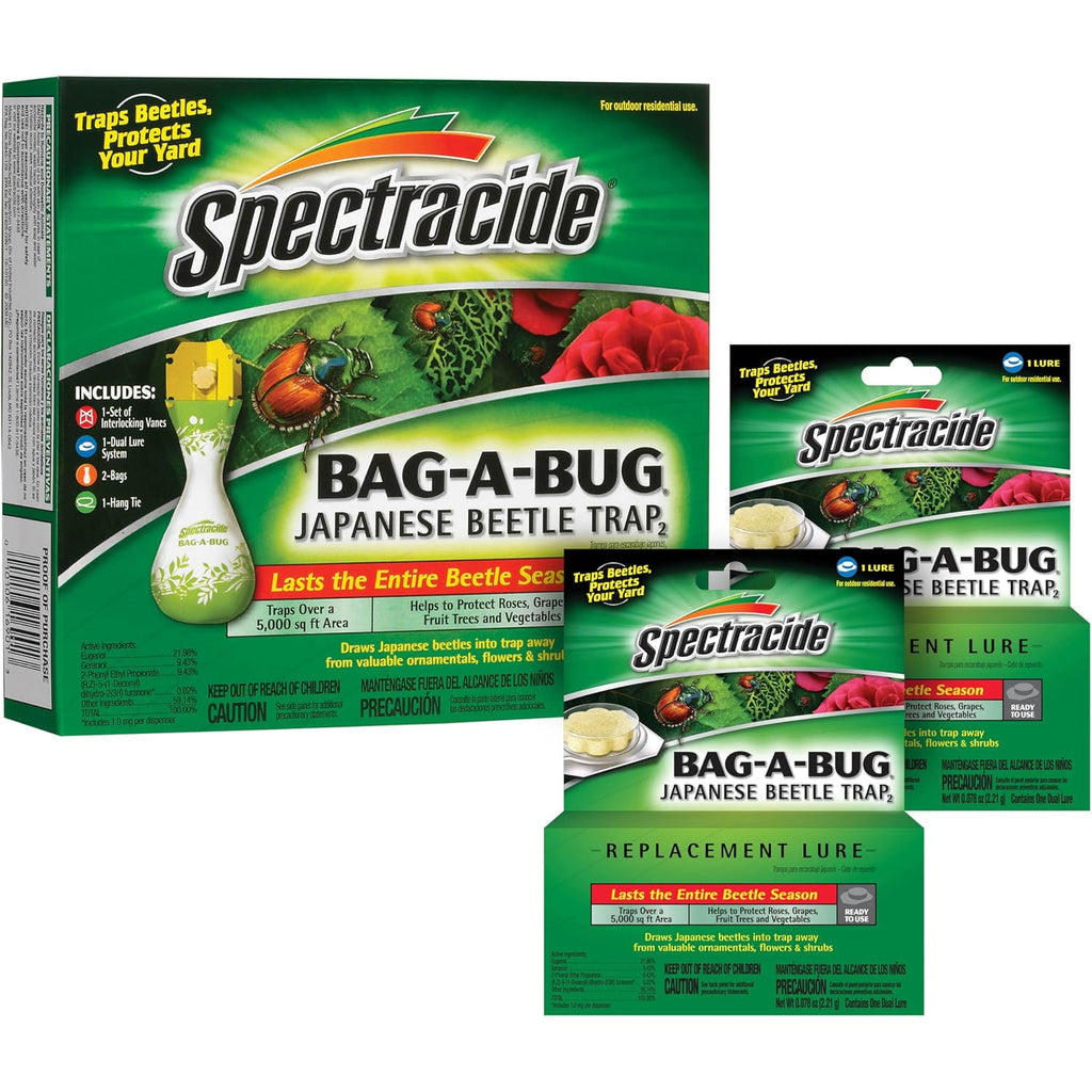Spectracide Bag-A-Bug Japanese Beetle Trap Bundle, 1 Dual Lure System With 2 Replacement Lure Refills