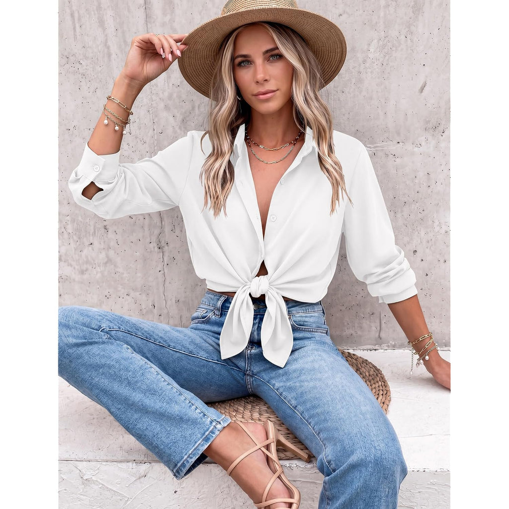Zeagoo Blouses For Women Dressy Casual Long Sleeve Button Down Shirts Collared Summer Tops Fall Fashion Clothes