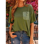 Dokotoo Womens Tops Cute Lace Summer Short Sleeve 2026 Oversized Casual T Shirts Lace Pockets